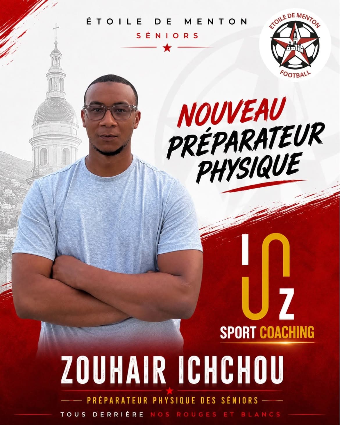 Annonce de l'Étoile de Menton présentant Zouhair Ichchou comme nouveau préparateur physique des séniors